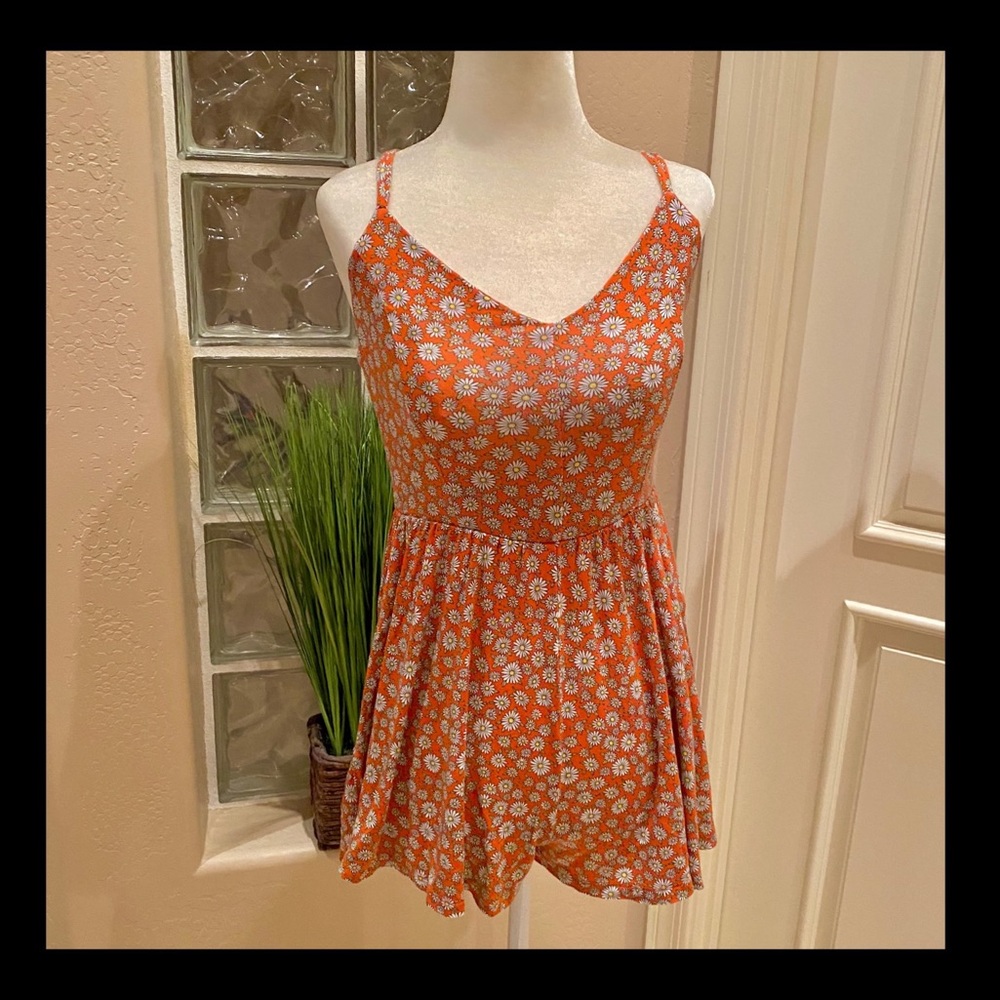 Orange floral forever 21 romper
